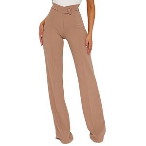 || NWT || Fashion Nova Tan Tall Call it Even Wide Leg Dress Pants Women’s XS